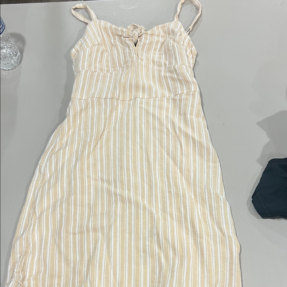 Hollister Cream and White Striped Dress